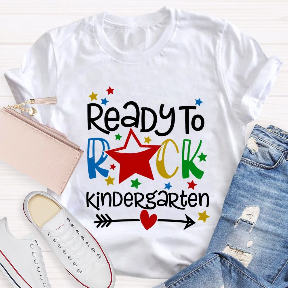 Personalized Grade Ready To Rock Kindergarten Little Star Teacher T-shirt