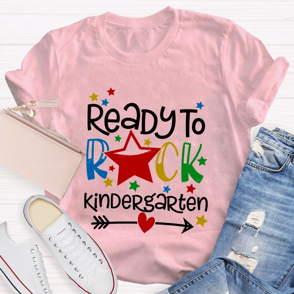 Personalized Grade Ready To Rock Kindergarten Little Star Teacher T-shirt