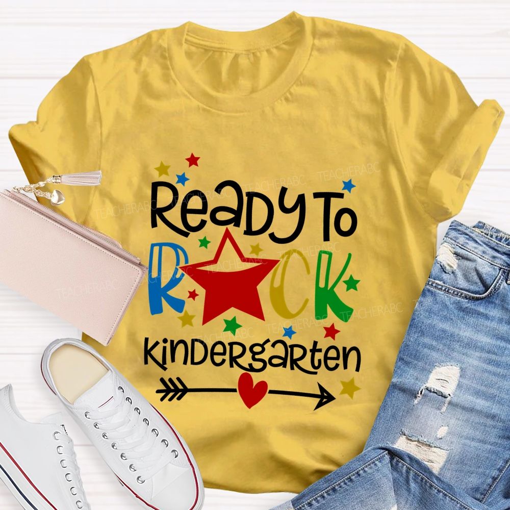 Personalized Grade Ready To Rock Kindergarten Little Star Teacher T-shirt