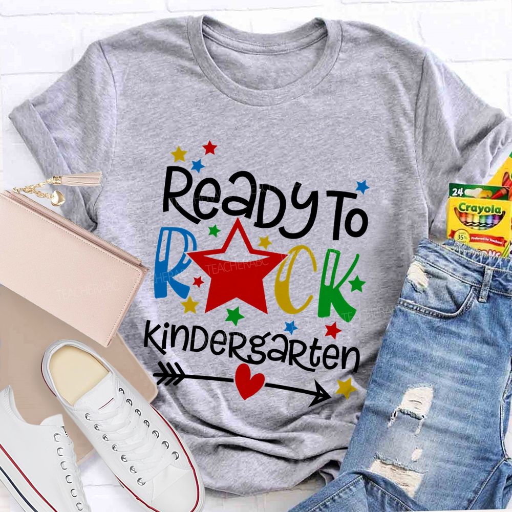 Personalized Grade Ready To Rock Kindergarten Little Star Teacher T-shirt