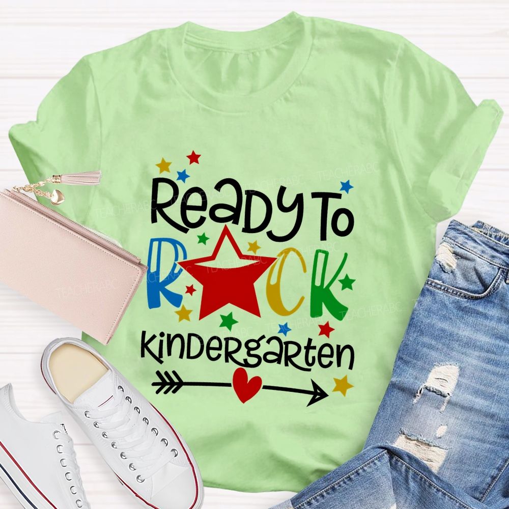 Personalized Grade Ready To Rock Kindergarten Little Star Teacher T-shirt