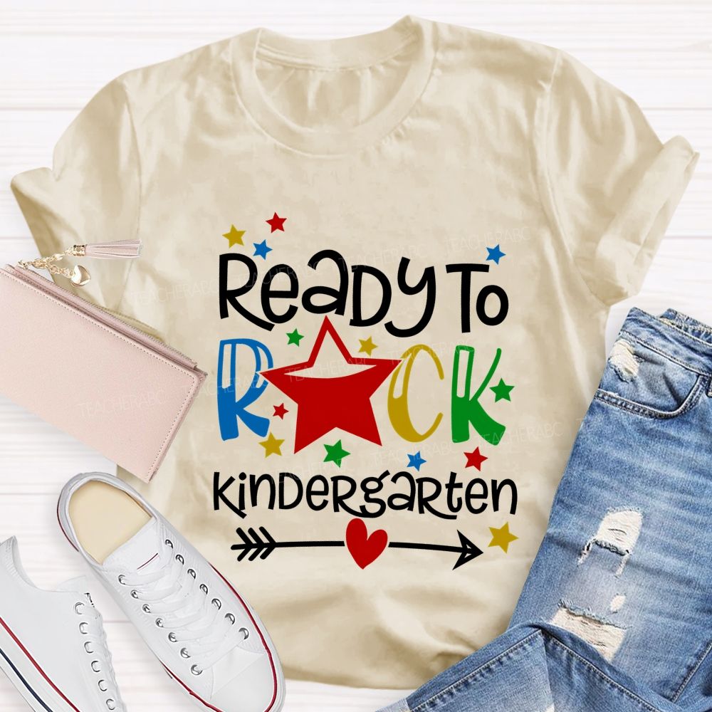 Personalized Grade Ready To Rock Kindergarten Little Star Teacher T-shirt