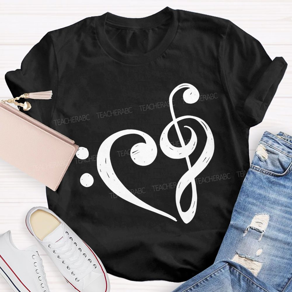 Treble Clef Heart Music Teacher Soul Teacher T-shirt