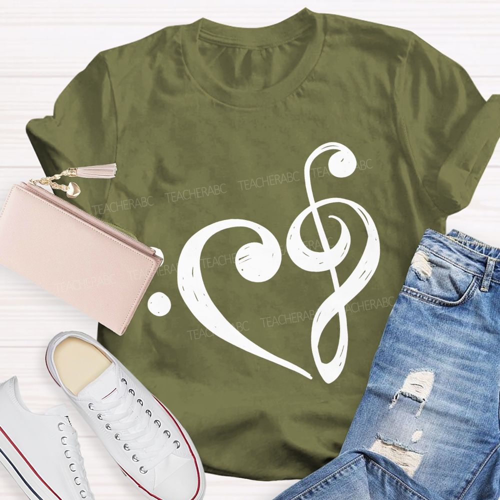 Treble Clef Heart Music Teacher Soul Teacher T-shirt