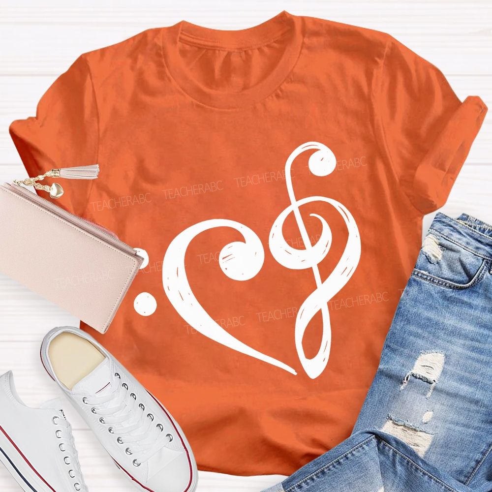 Treble Clef Heart Music Teacher Soul Teacher T-shirt