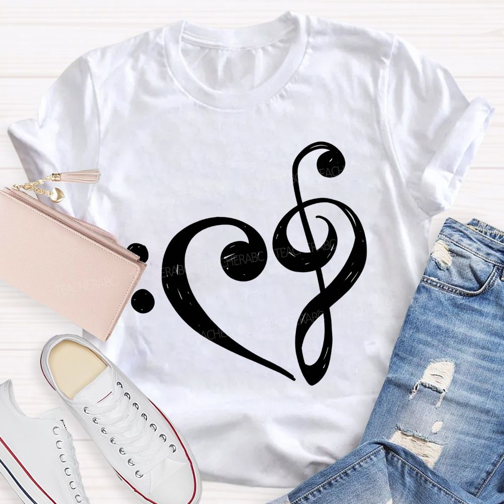 Treble Clef Heart Music Teacher Soul Teacher T-shirt