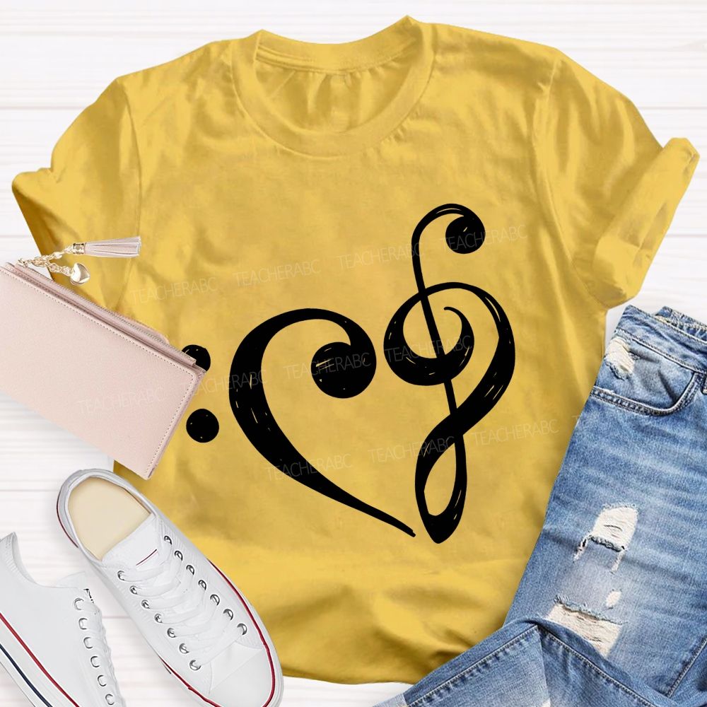 Treble Clef Heart Music Teacher Soul Teacher T-shirt
