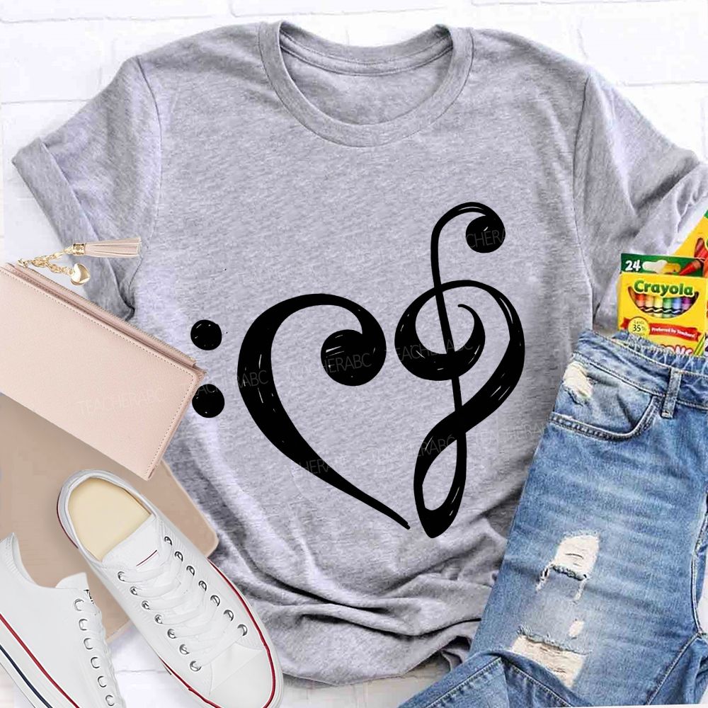 Treble Clef Heart Music Teacher Soul Teacher T-shirt