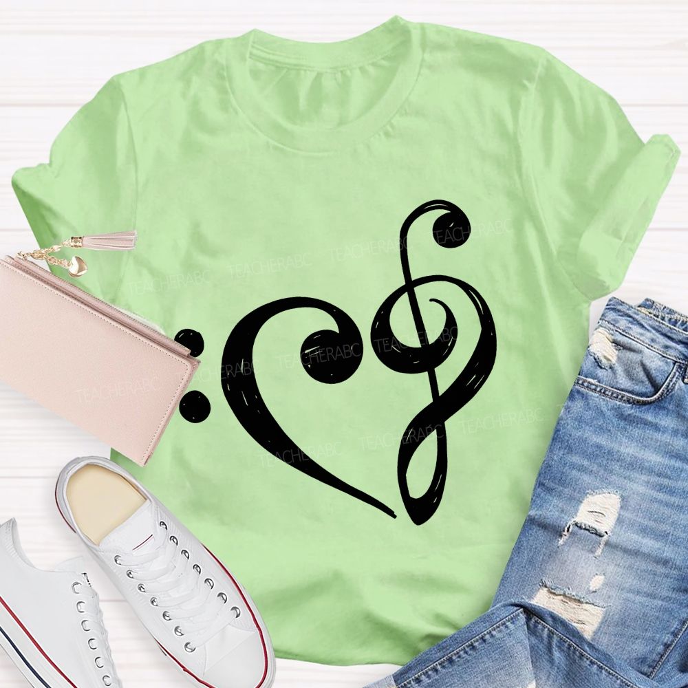 Treble Clef Heart Music Teacher Soul Teacher T-shirt