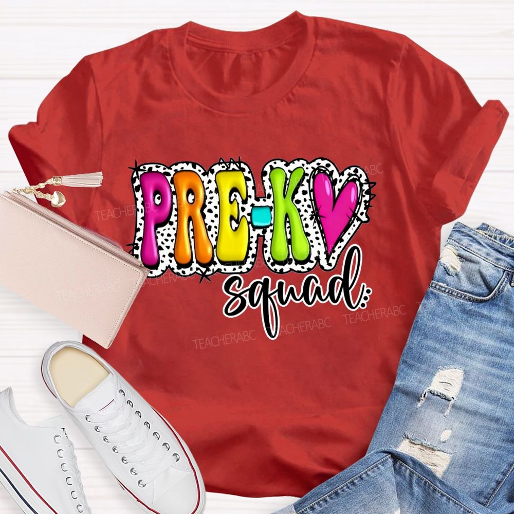 Personalized Grade Pre-K Squad Growing Little Minds Pre-K Teacher T-shirt