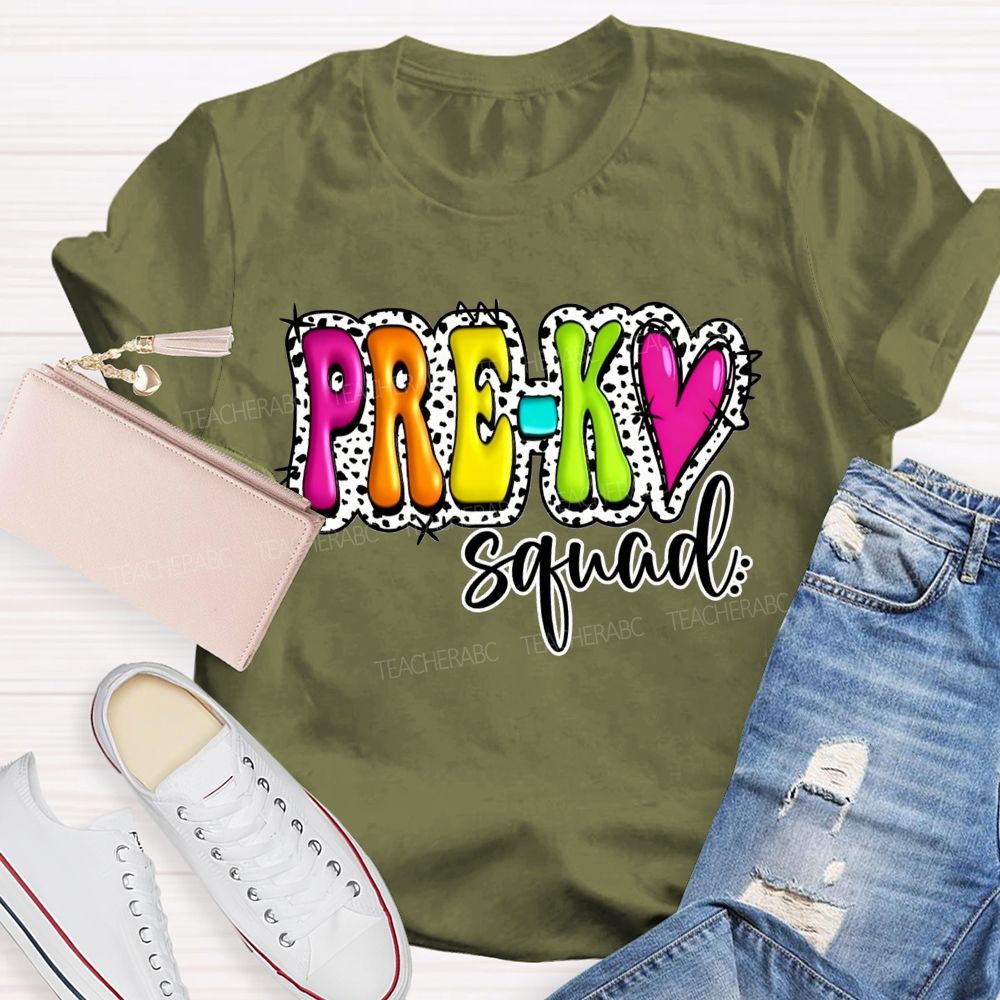 Personalized Grade Pre-K Squad Growing Little Minds Pre-K Teacher T-shirt