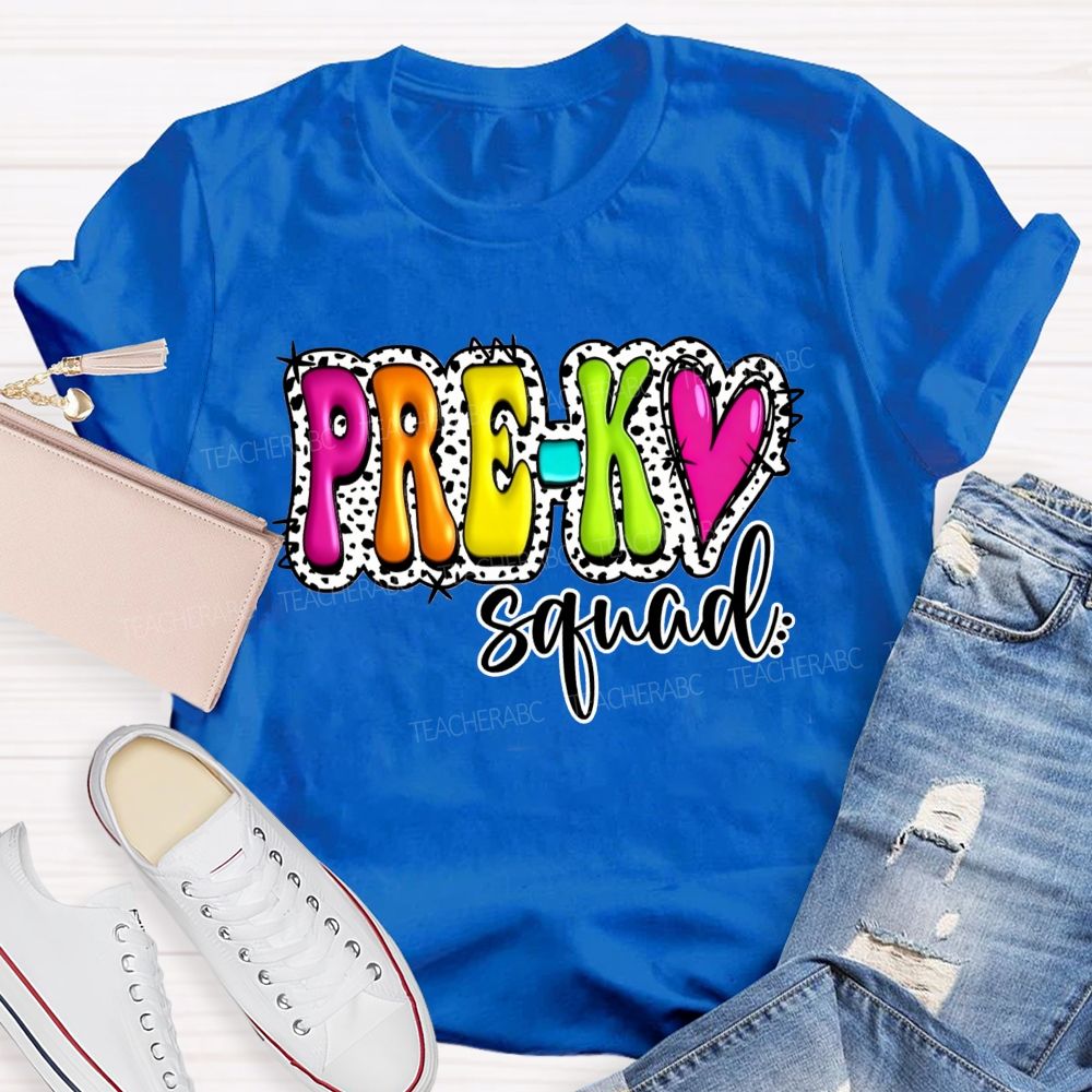 Personalized Grade Pre-K Squad Growing Little Minds Pre-K Teacher T-shirt