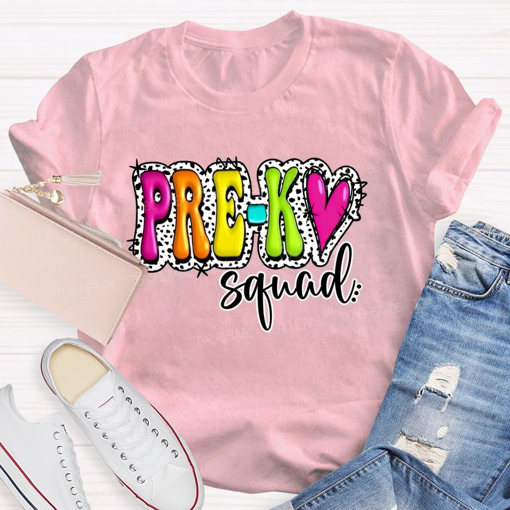 Personalized Grade Pre-K Squad Growing Little Minds Pre-K Teacher T-shirt