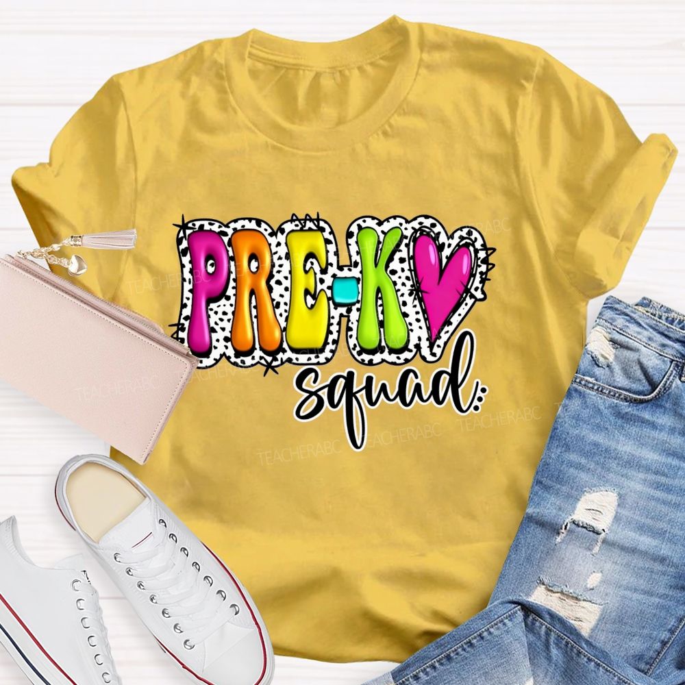 Personalized Grade Pre-K Squad Growing Little Minds Pre-K Teacher T-shirt