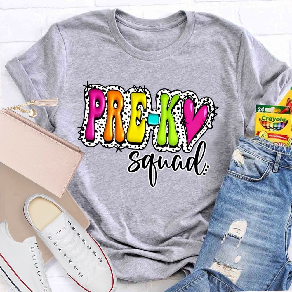 Personalized Grade Pre-K Squad Growing Little Minds Pre-K Teacher T-shirt