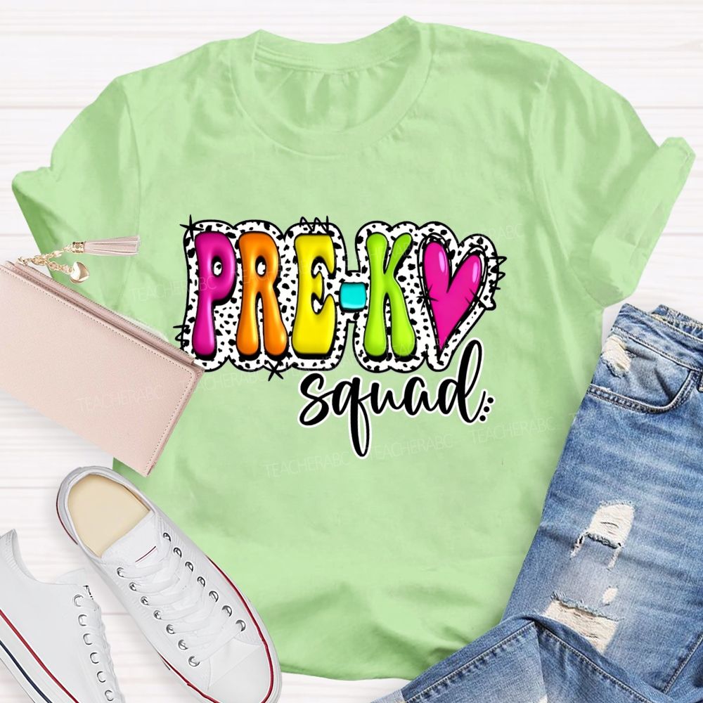 Personalized Grade Pre-K Squad Growing Little Minds Pre-K Teacher T-shirt