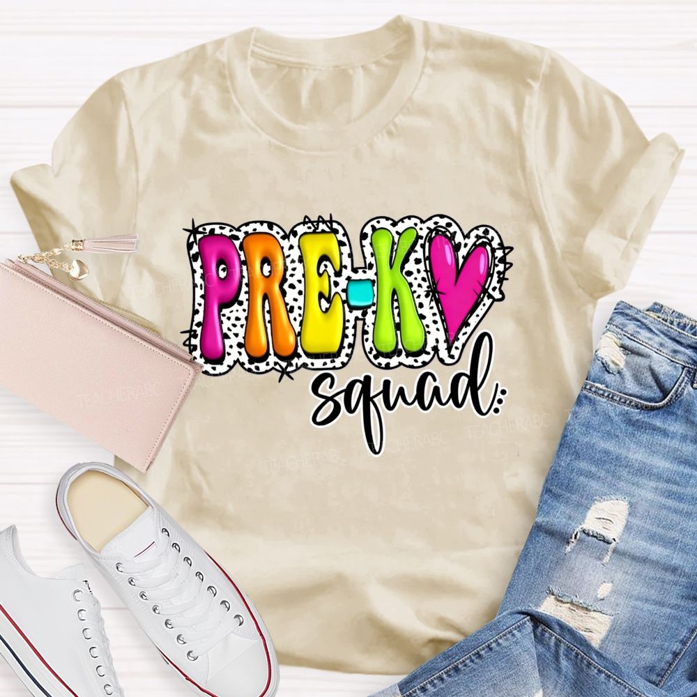 Personalized Grade Pre-K Squad Growing Little Minds Pre-K Teacher T-shirt
