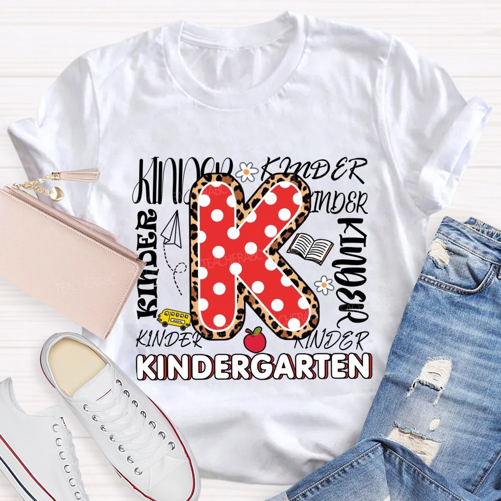 Personalized Grade Polka Dots Leopard Print And Letters Back To School Teacher T-Shirt