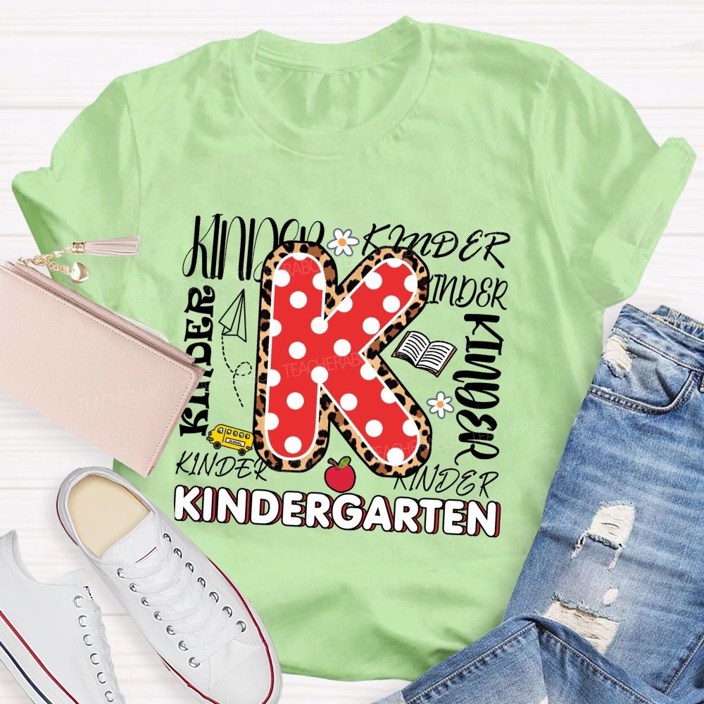 Personalized Grade Polka Dots Leopard Print And Letters Back To School Teacher T-Shirt
