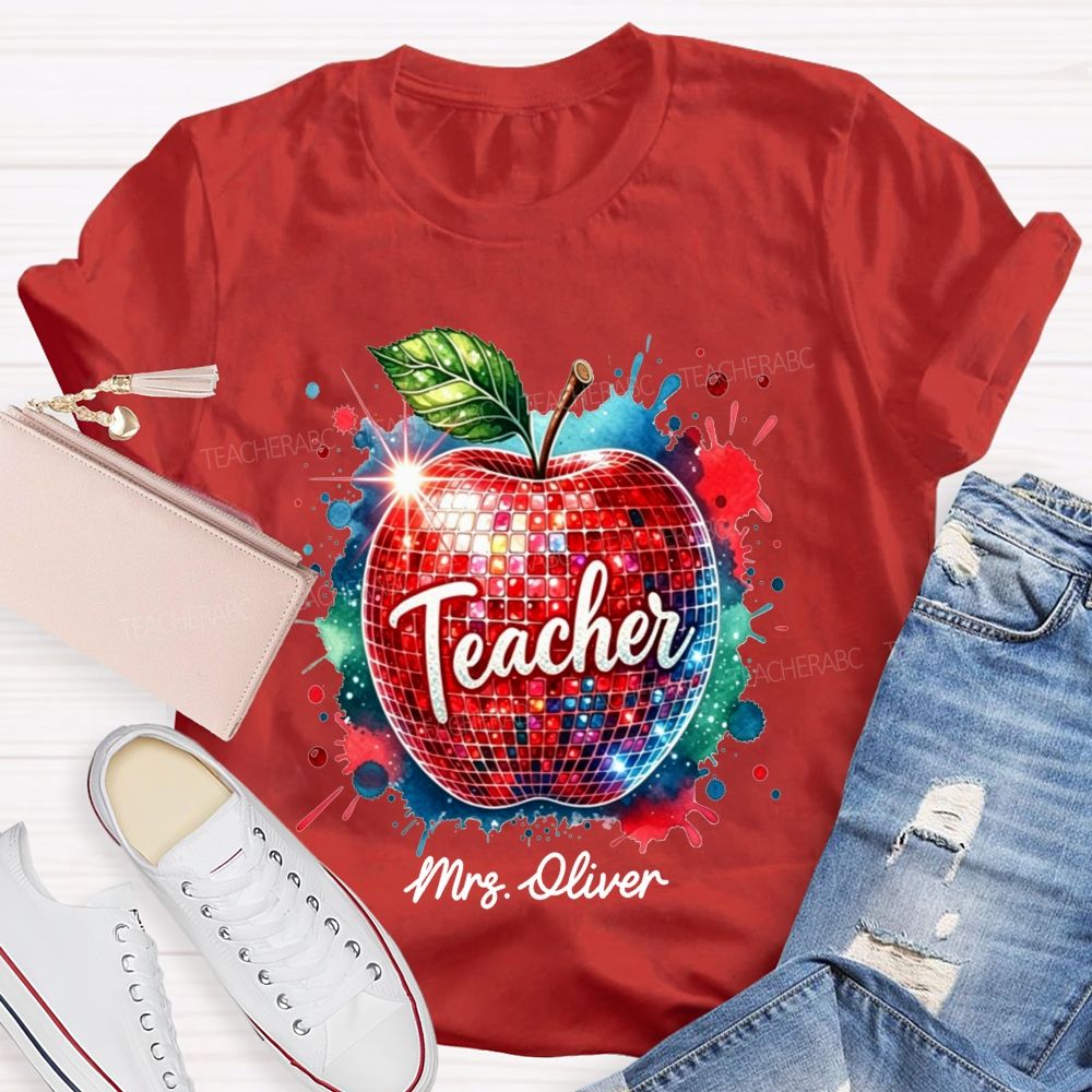 Personalized Name Teacher Colorful Watercolor Splash Teacher T-shirt