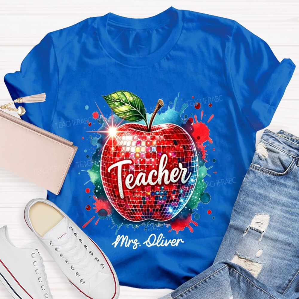 Personalized Name Teacher Colorful Watercolor Splash Teacher T-shirt
