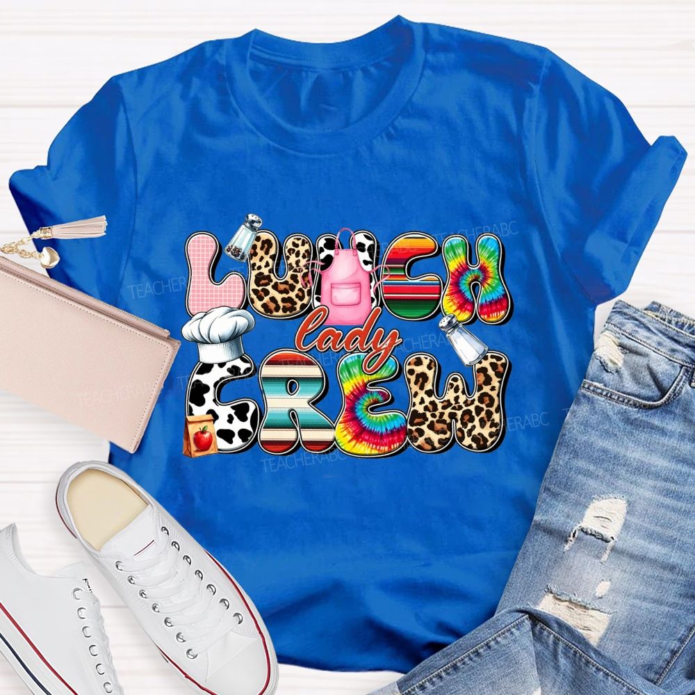 Lunch Lady Crew Leopard Cow Print Cafeteria T-shirt