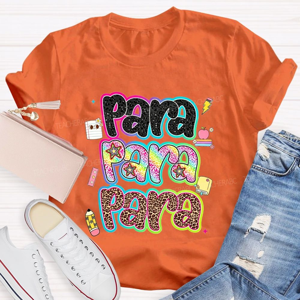 Para Leopard Print Paraprofessional Teacher T-shirt