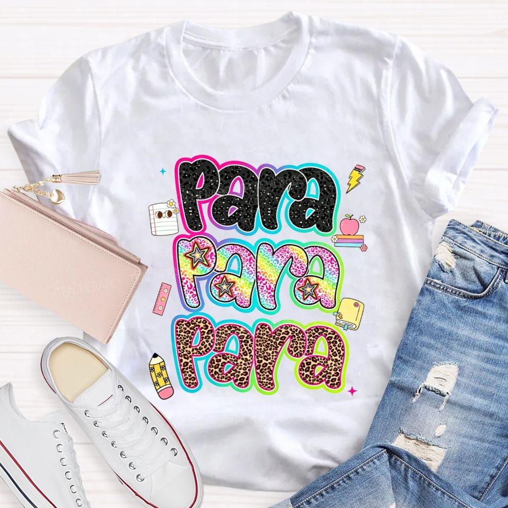 Para Leopard Print Paraprofessional Teacher T-shirt