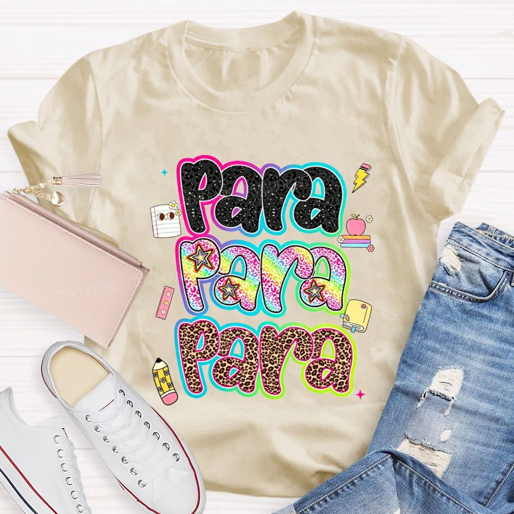 Para Leopard Print Paraprofessional Teacher T-shirt