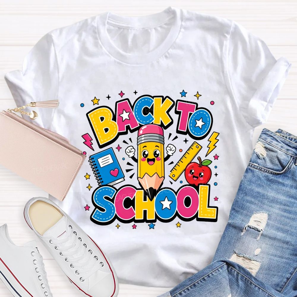 Rainbow Stitch Star Back To School Teacher T-shirt