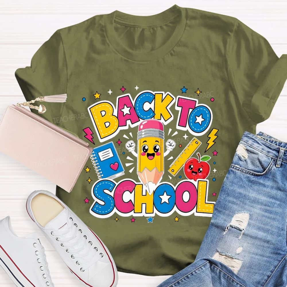 Rainbow Stitch Star Back To School Teacher T-shirt