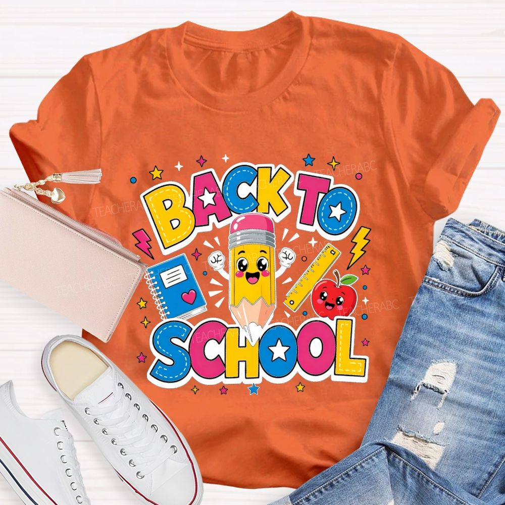 Rainbow Stitch Star Back To School Teacher T-shirt