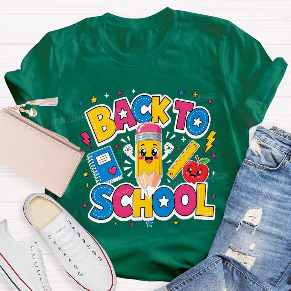Rainbow Stitch Star Back To School Teacher T-shirt