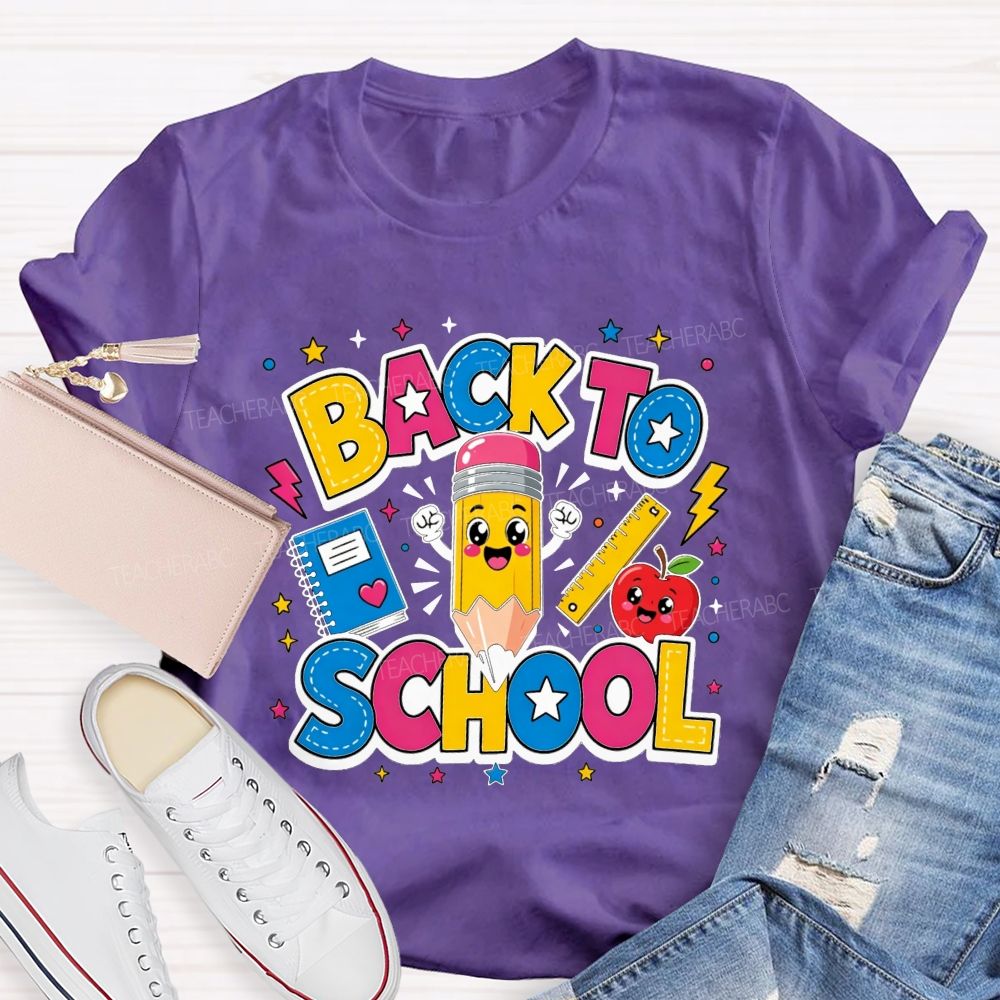 Rainbow Stitch Star Back To School Teacher T-shirt