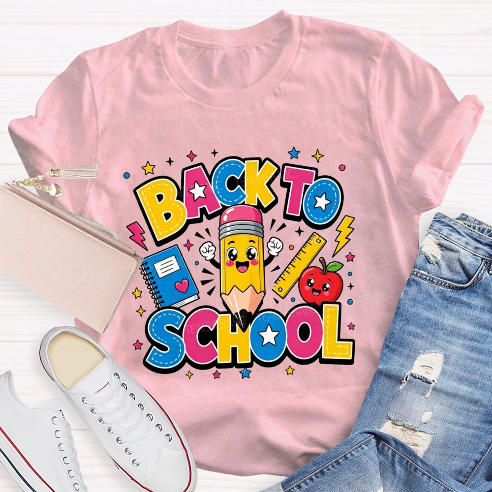 Rainbow Stitch Star Back To School Teacher T-shirt