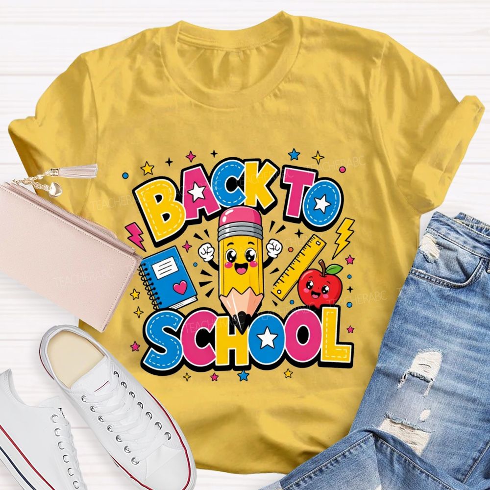 Rainbow Stitch Star Back To School Teacher T-shirt
