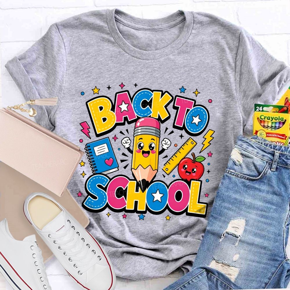 Rainbow Stitch Star Back To School Teacher T-shirt