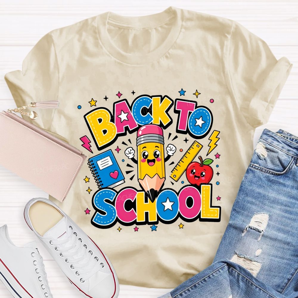 Rainbow Stitch Star Back To School Teacher T-shirt