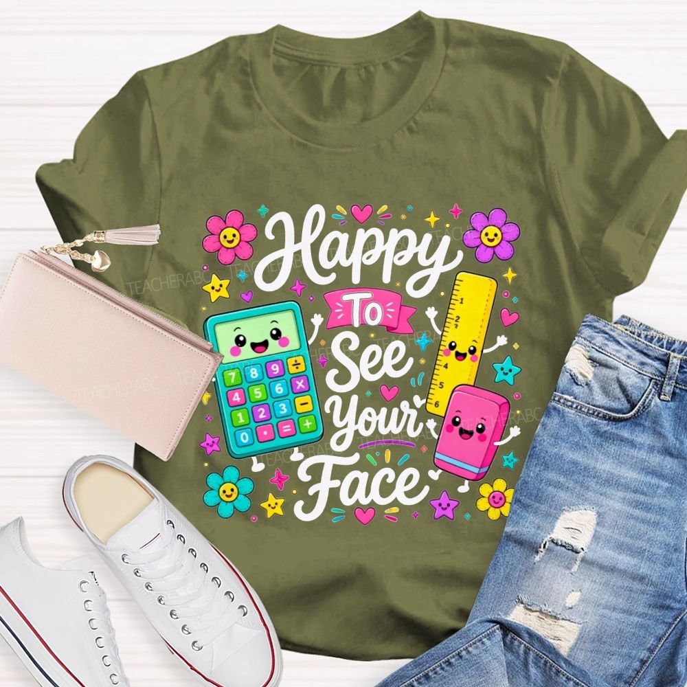 Floral Star Happy To See Your Face Educator Teacher T-shirt