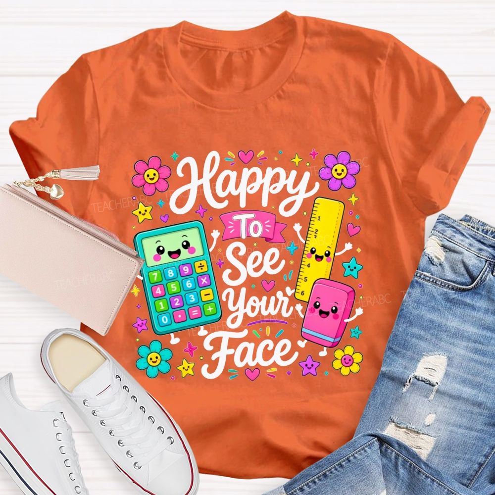 Floral Star Happy To See Your Face Educator Teacher T-shirt