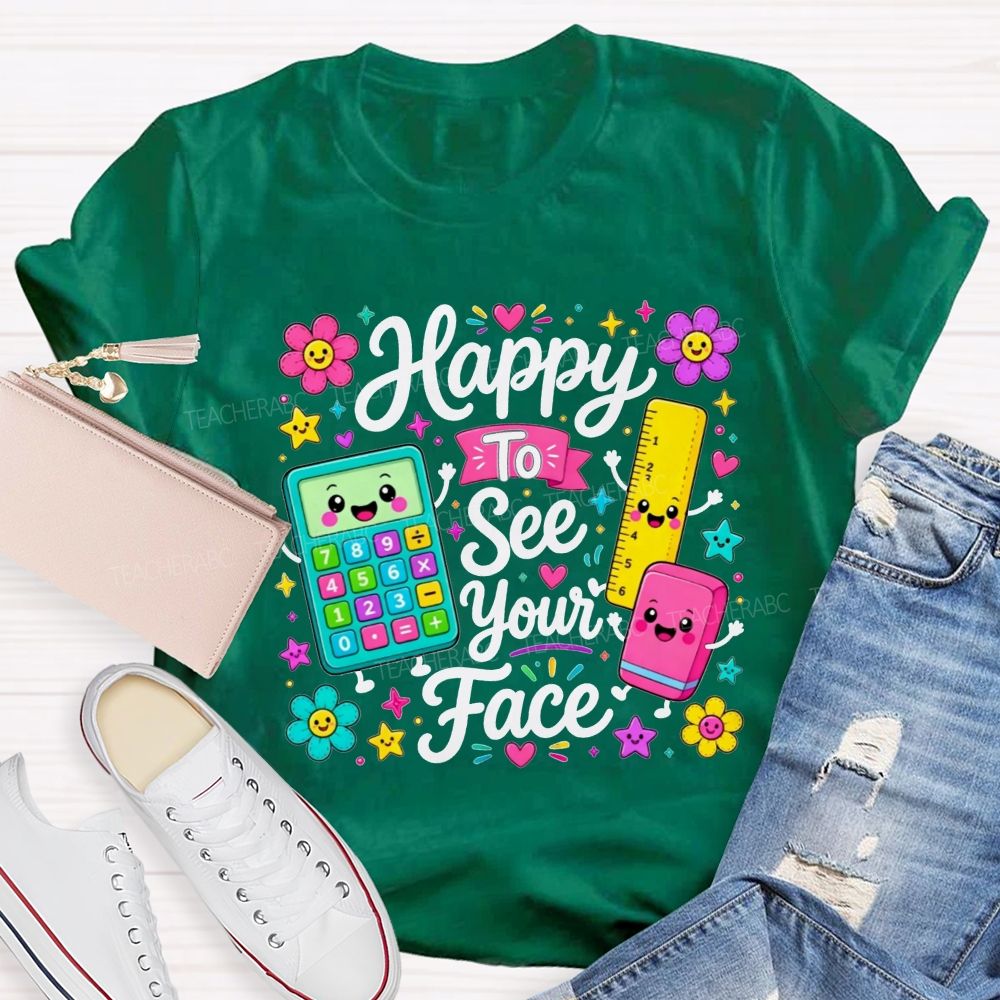 Floral Star Happy To See Your Face Educator Teacher T-shirt