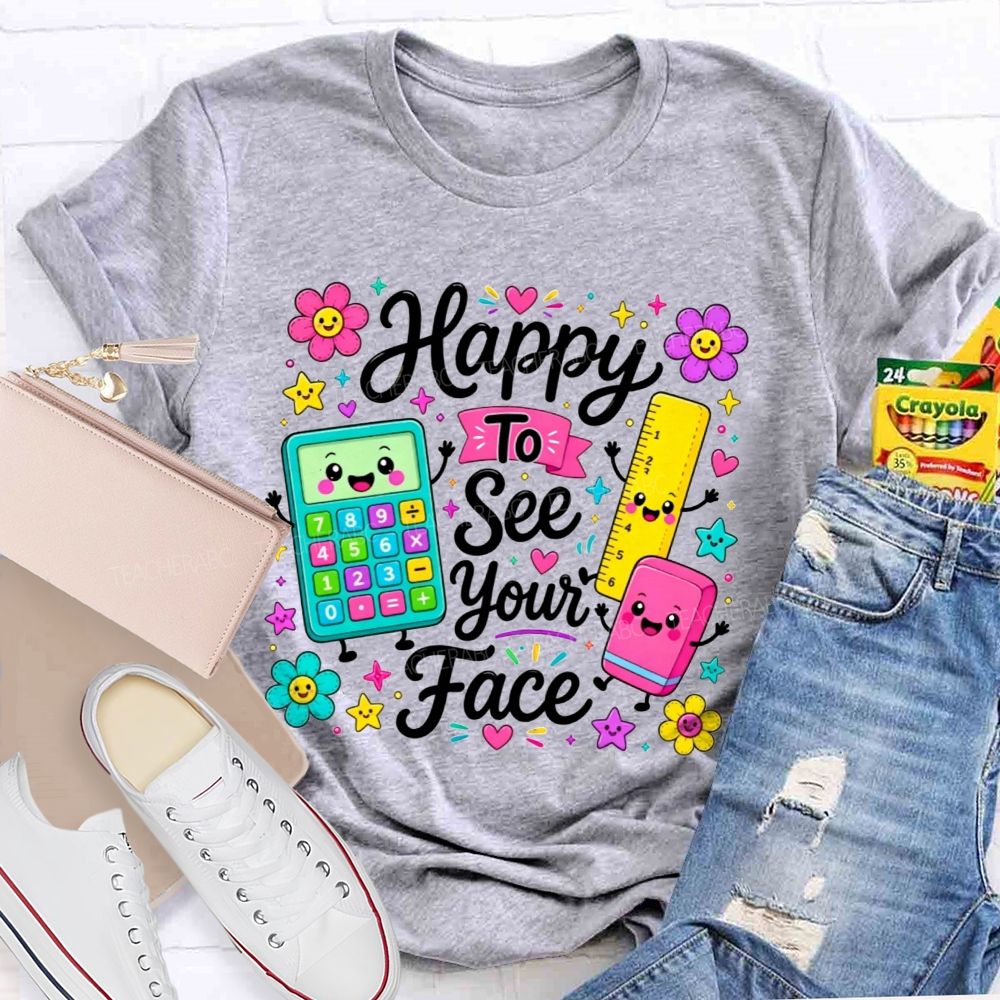 Floral Star Happy To See Your Face Educator Teacher T-shirt