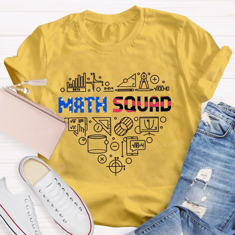 Math Squad Math Teacher Math Symbol Heart Group Teacher T-shirt