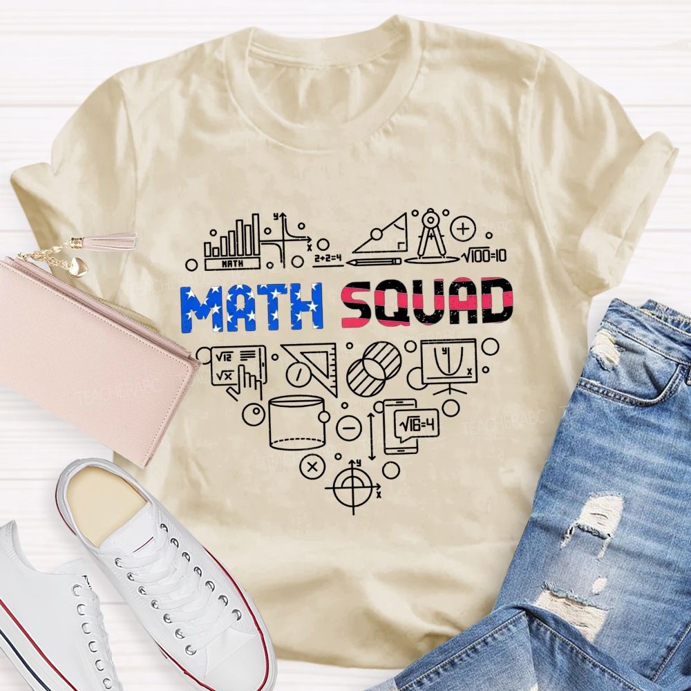 Math Squad Math Teacher Math Symbol Heart Group Teacher T-shirt