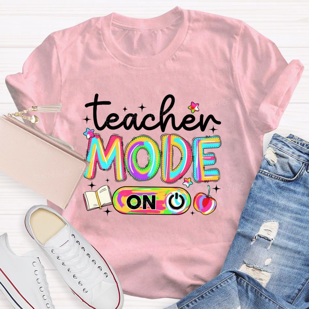 Teacher Mode On Gradient Tie-Dye Lettering Teacher T-Shirt