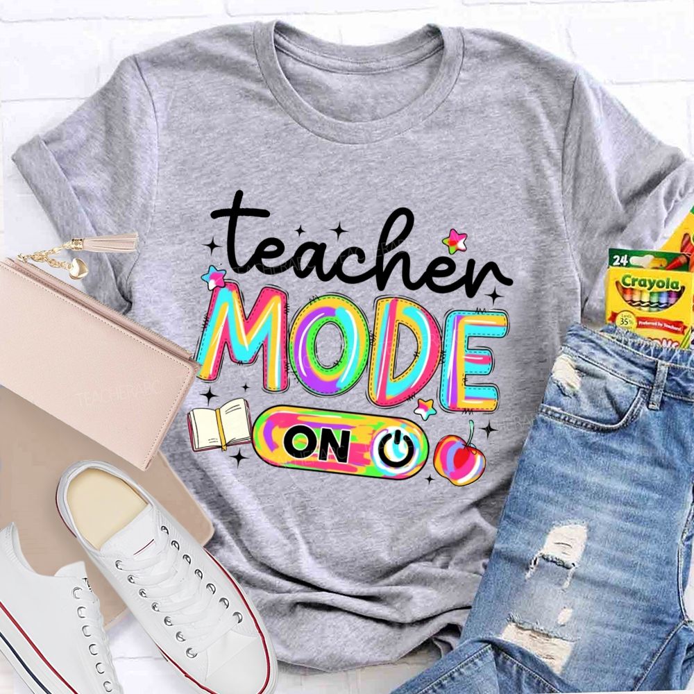 Teacher Mode On Gradient Tie-Dye Lettering Teacher T-Shirt