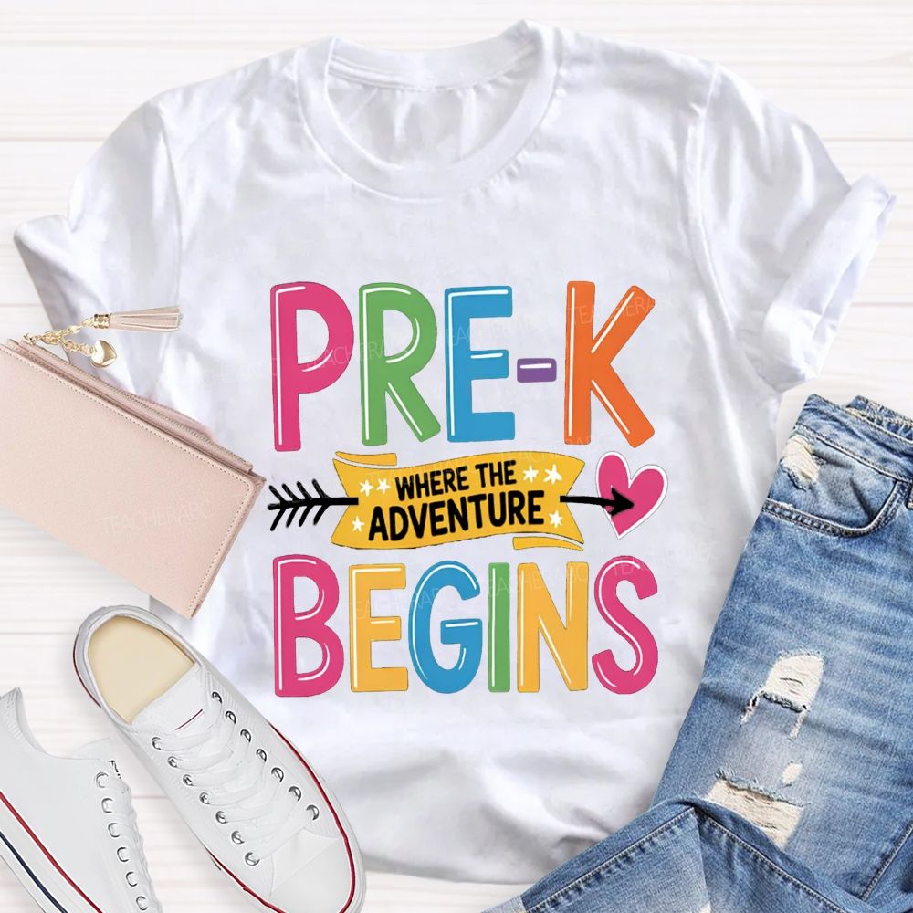 Personalized Grade Where The Adventure Begins Back To School Teacher T-Shirt