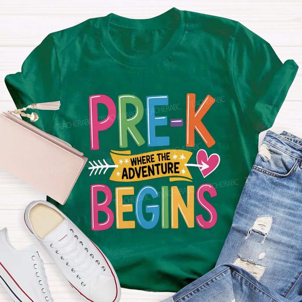Personalized Grade Where The Adventure Begins Back To School Teacher T-Shirt
