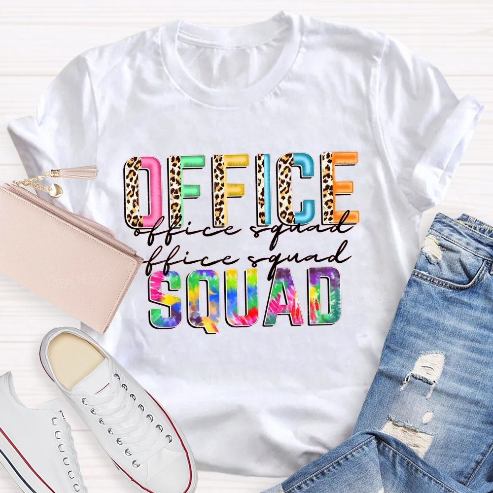 Leopard And Tie‑Dye Office Squad T-shirt