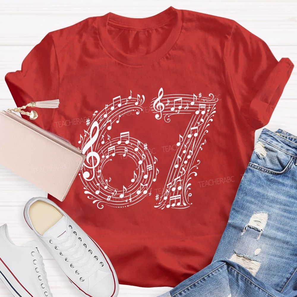 67 Music Note Treble Clef Graphic Teacher T-shirt
